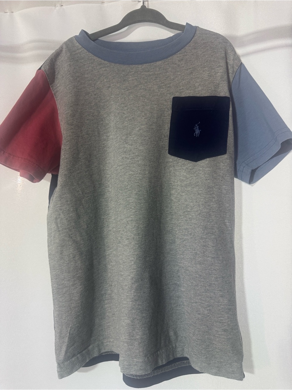 Polo by Ralph Lauren Boys Colorblocked Short Sleeve Tee - Gray, Blue, Red